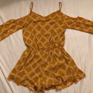 Gold/Yellow Exposed Shoulder Ruffle Romper